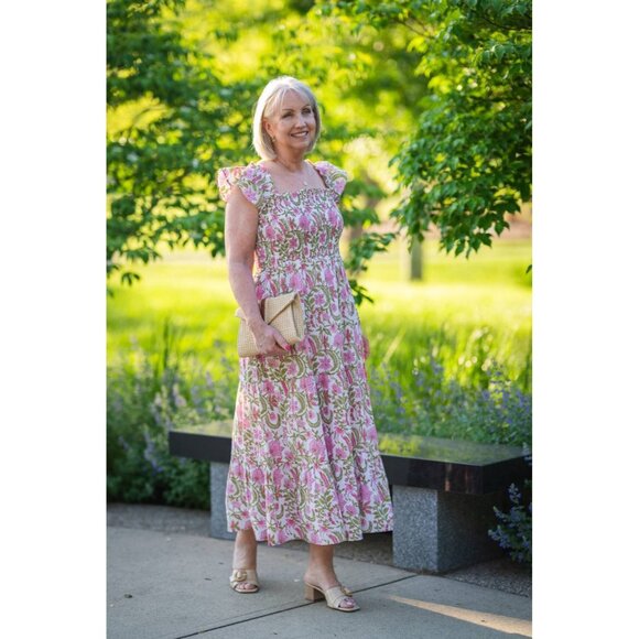 Jude Connally Dresses & Skirts - NWT Jude Connally Peony Cotton Voile Dress in Pink Botanical White Large $248